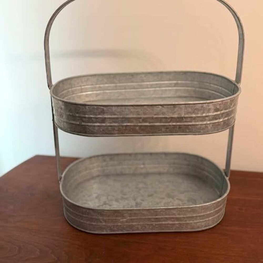 2-Tier Galvanized Metal Tray
